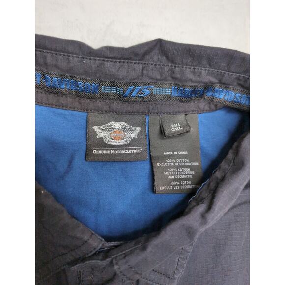 Harley Davidson 115 Years Men's Long Sleeve Button Down - Tall XXL Motorcycle - Picture 2 of 10